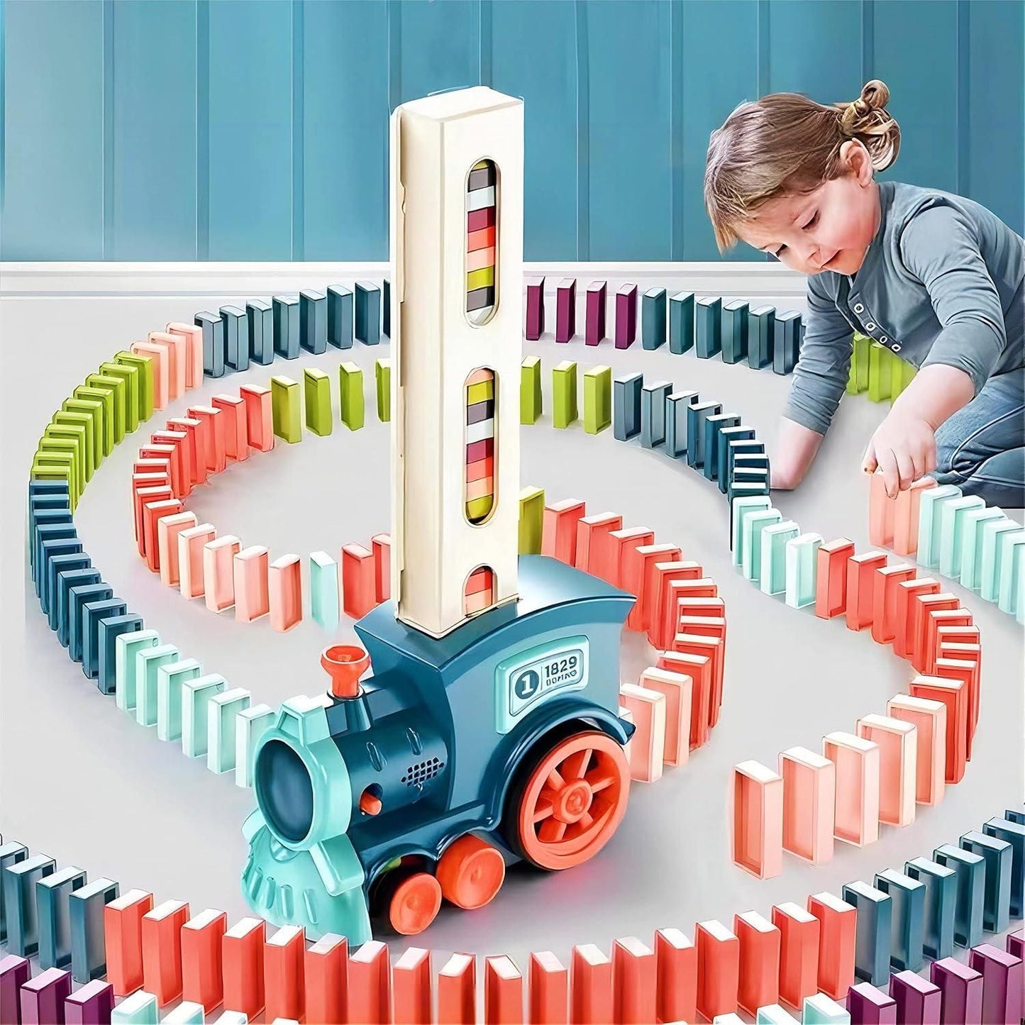 Voltico Train Toy Domino Set for Kids BPA Free Plastic with Sound Effects